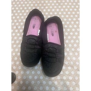 Athletic Works Shoes Womans 7 Black Purple Slip-On Comfort Fit Bunge Memory Foam